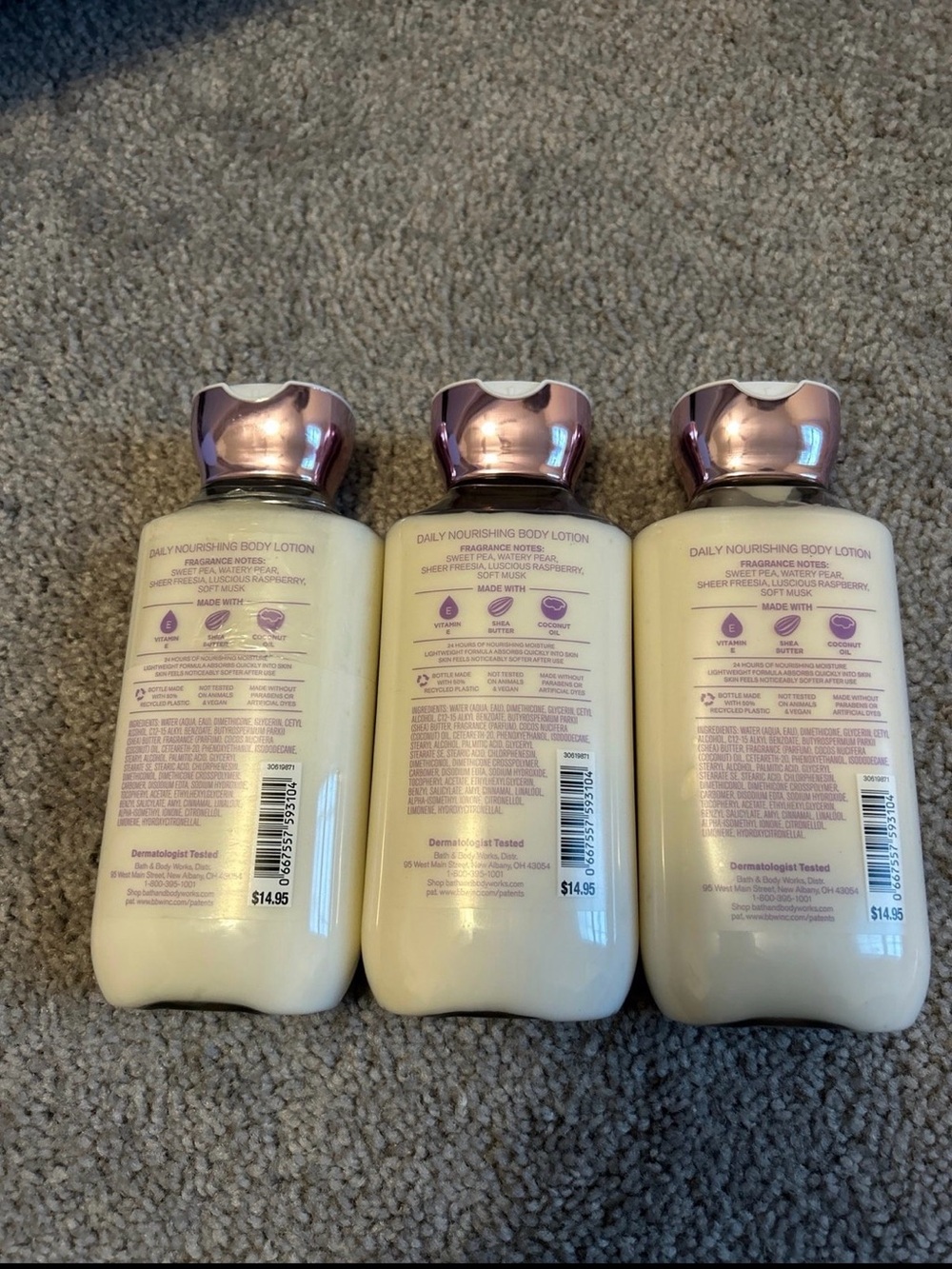 Bundle of 3 Bath & Body Works Sweet Pea Daily Nourishing Body Lotion - Picture 2 of 2